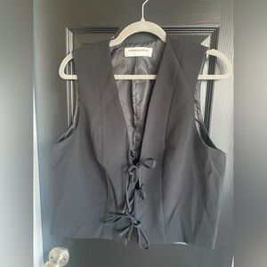 Missguided Black Tie Front Vest-Size XL